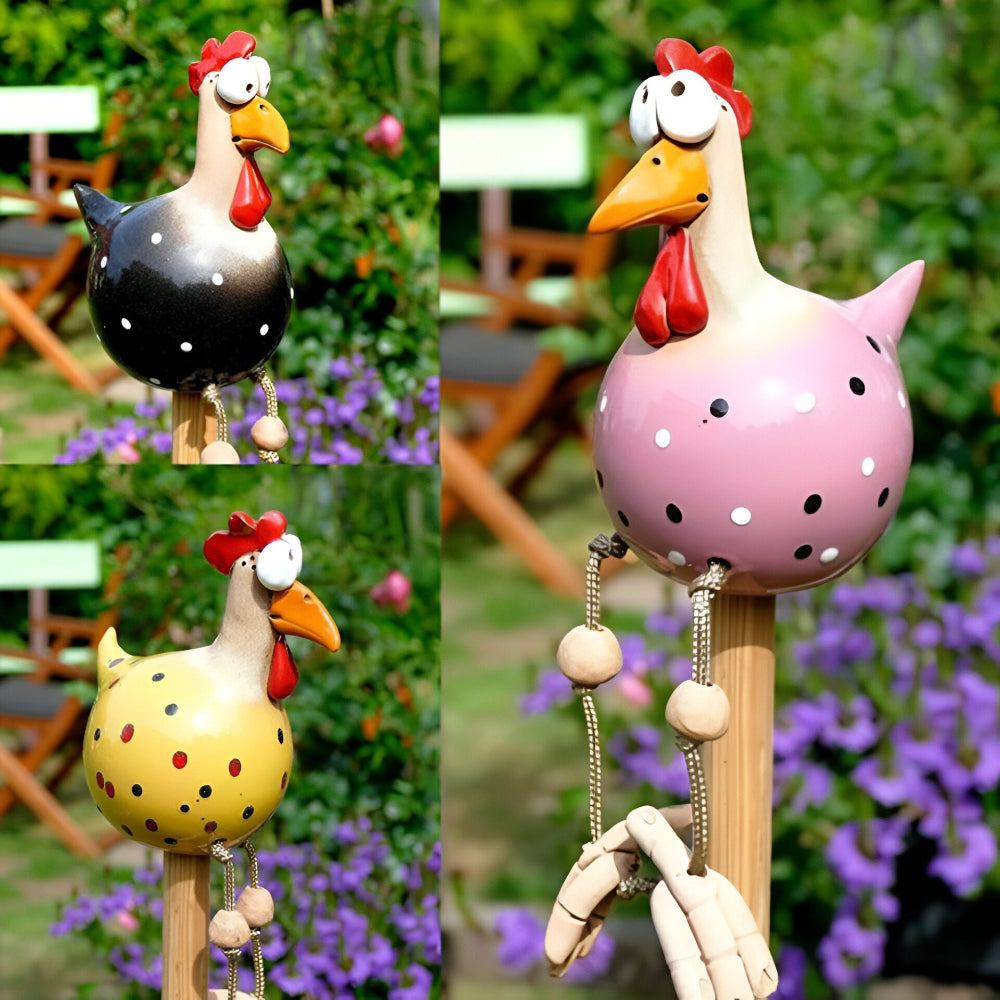 Whimsical Large-Eyed Chicken Statue – Fun Garden Ornament for Outdoor Decor 3