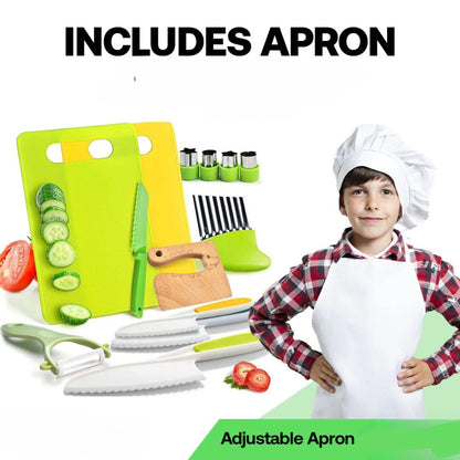 MiniChef Kids Kitchen Playset – Realistic Wooden Cooking Utensils and Food for Creative Role Play 9
