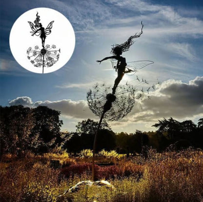WhimsiBloom - Handgefertigte Feengarten-Skulptur aus Stahl