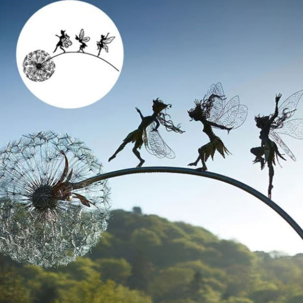 WhimsiBloom - Handgefertigte Feengarten-Skulptur aus Stahl