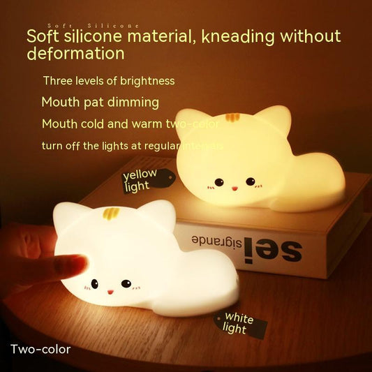Soft Silicone Cat Night Light for Kids – Rechargeable LED Lamp with Touch Control 1