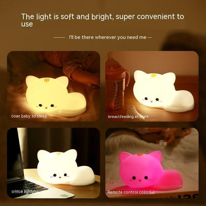 Soft Silicone Cat Night Light for Kids – Rechargeable LED Lamp with Touch Control 2