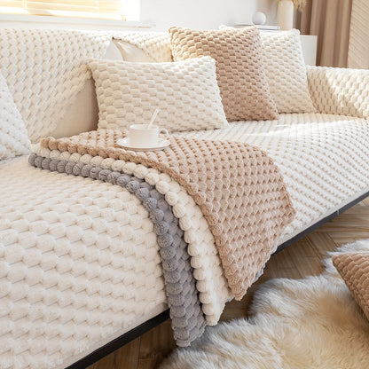 Sofaloom - Plüsch Samt Anti-Rutsch Sofabezug für eleganten Schutz