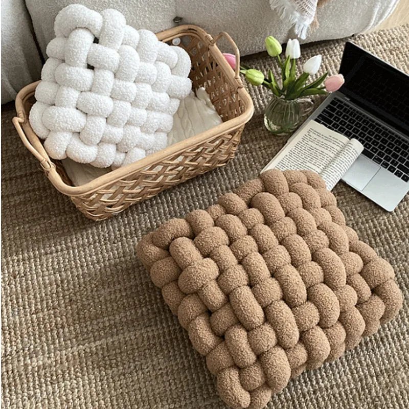 Nordic Knot Design Plush Pillow – Soft Cotton-Filled Cushion for Home Decor 3