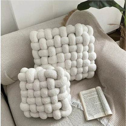 Nordic Knot Design Plush Pillow – Soft Cotton-Filled Cushion for Home Decor 4