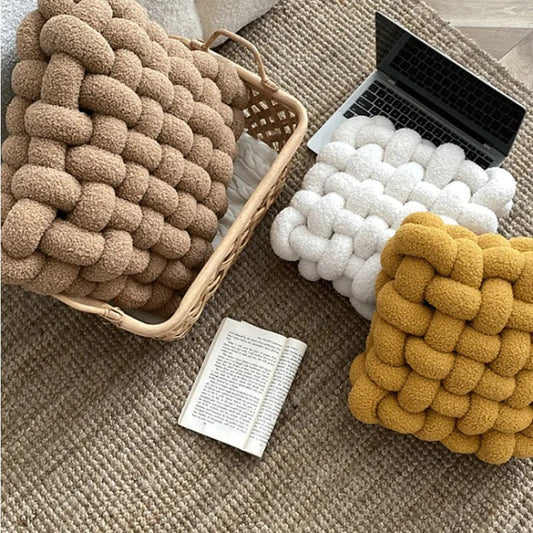 Nordic Knot Design Plush Pillow – Soft Cotton-Filled Cushion for Home Decor 1