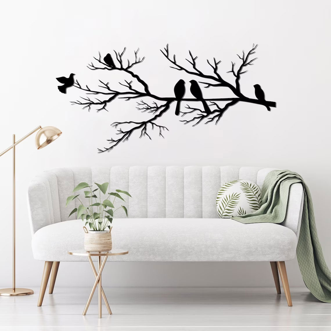 Metal Wall Art with Birds on Branches – Minimalist Black Decor for Living Room and Bedroom 1