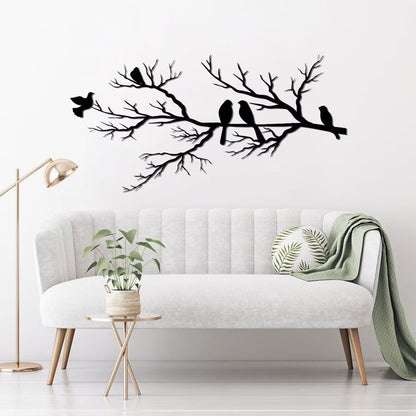 Metal Wall Art with Birds on Branches – Minimalist Black Decor for Living Room and Bedroom 1
