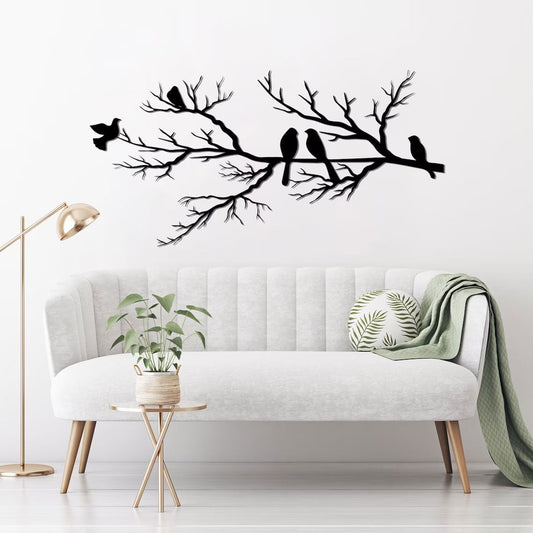 Metal Wall Art with Birds on Branches – Minimalist Black Decor for Living Room and Bedroom 1
