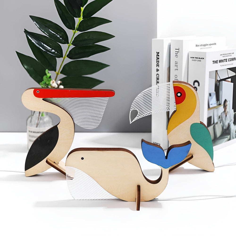 Wooden Animal Table Lamp for Kids – Cute Designs with LED Lighting and Touch Control 6