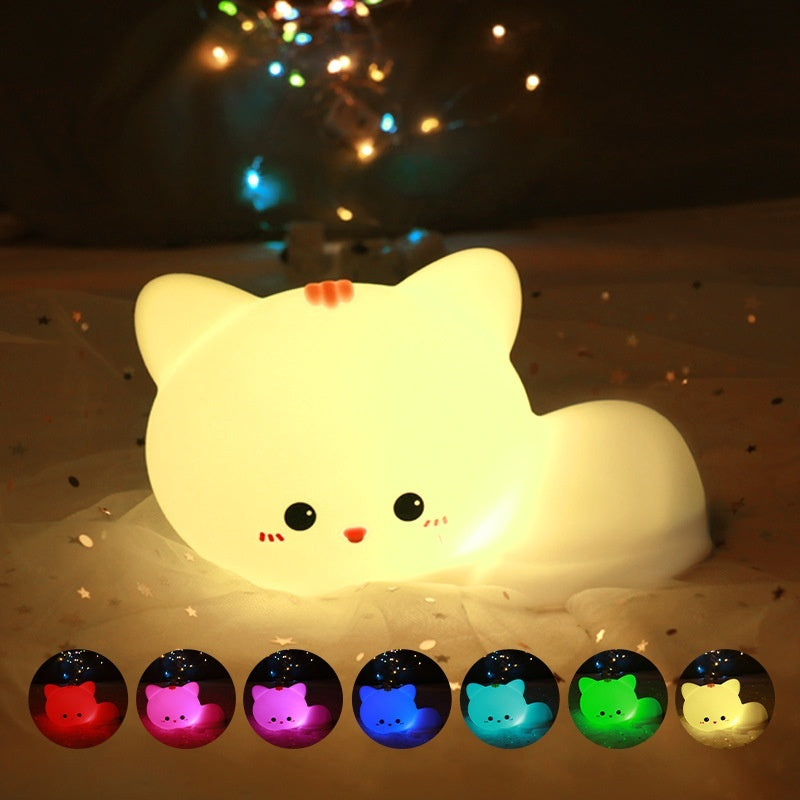 Soft Silicone Cat Night Light for Kids – Rechargeable LED Lamp with Touch Control 6