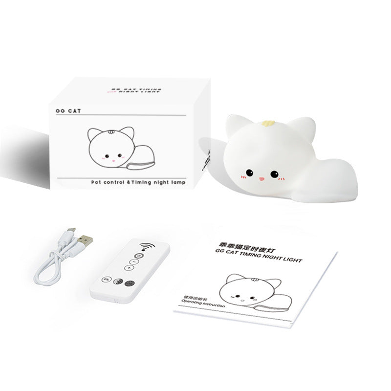 Soft Silicone Cat Night Light for Kids – Rechargeable LED Lamp with Touch Control 8