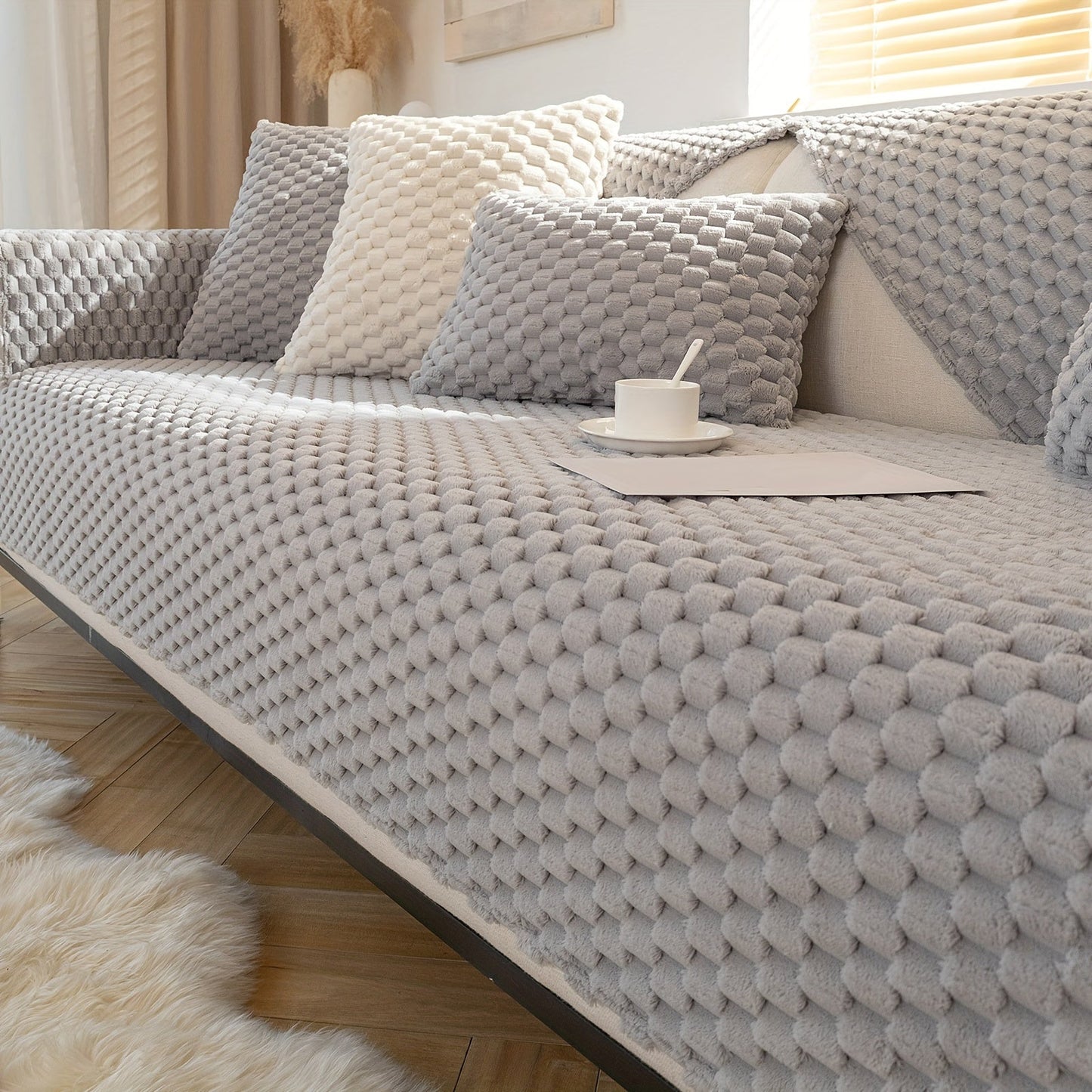 Sofaloom - Plüsch Samt Anti-Rutsch Sofabezug für eleganten Schutz