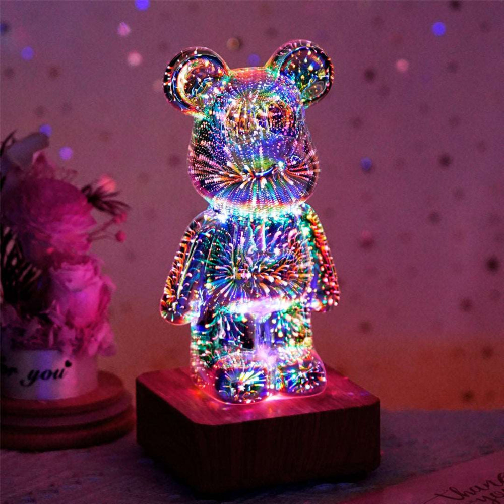 Unique Firework Bear Lamp – Hand-Blown Glass with Stunning Light Effect 7