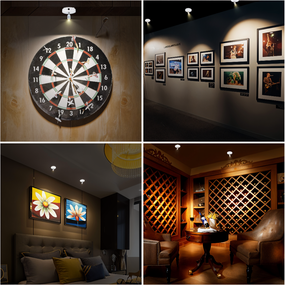 Battery-Powered Rotatable LED Spotlight with Remote Control – Adjustable Lighting for Art Displays 7
