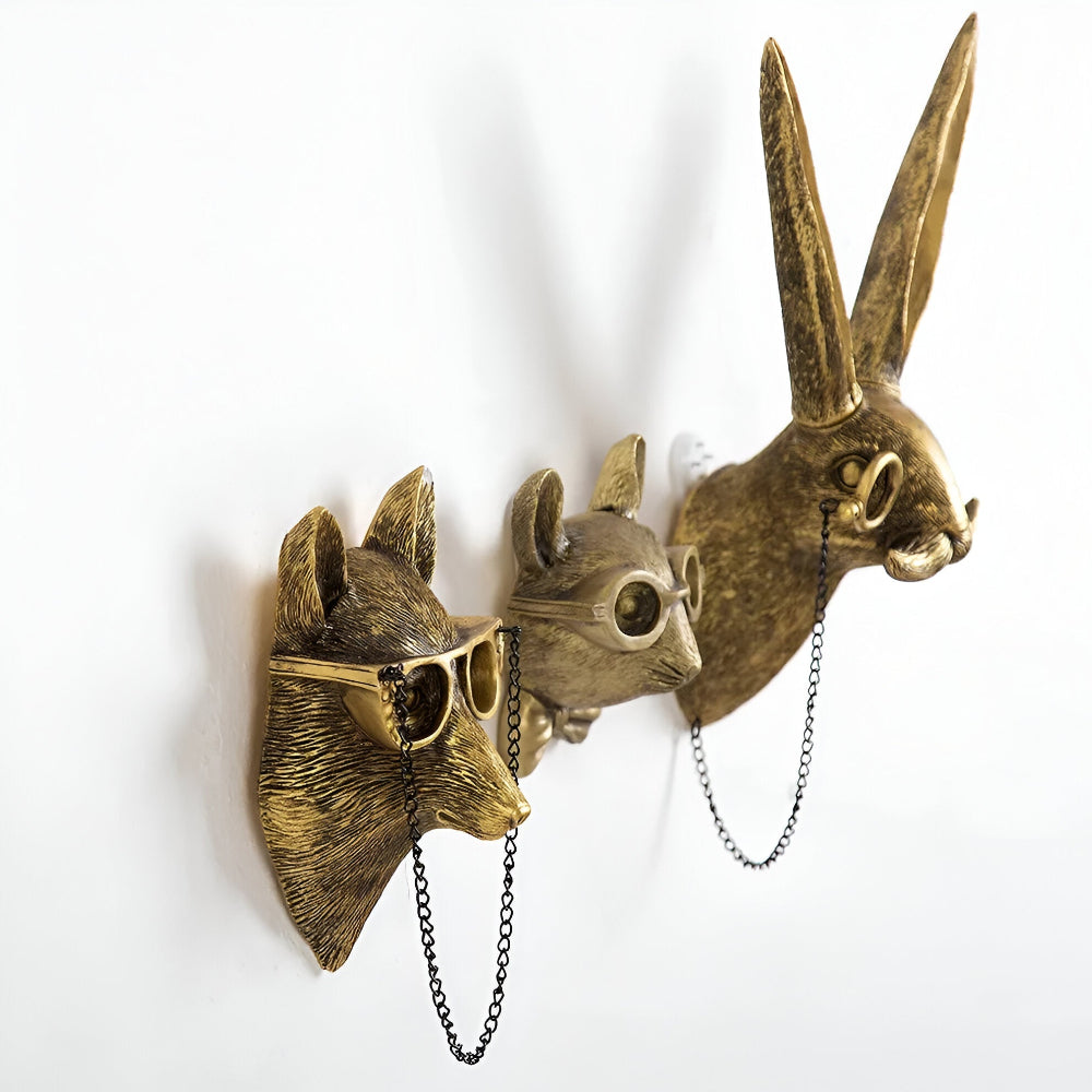 Wall-Mounted Animal Sculptures – Handcrafted Decorative Hooks for Home Accents 2