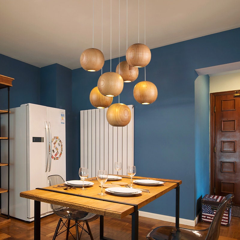 Scandinavian Wooden Pendant Light with Adjustable Height – Modern Vintage Hanging Light for Kitchen Island and Dining Areas 9
