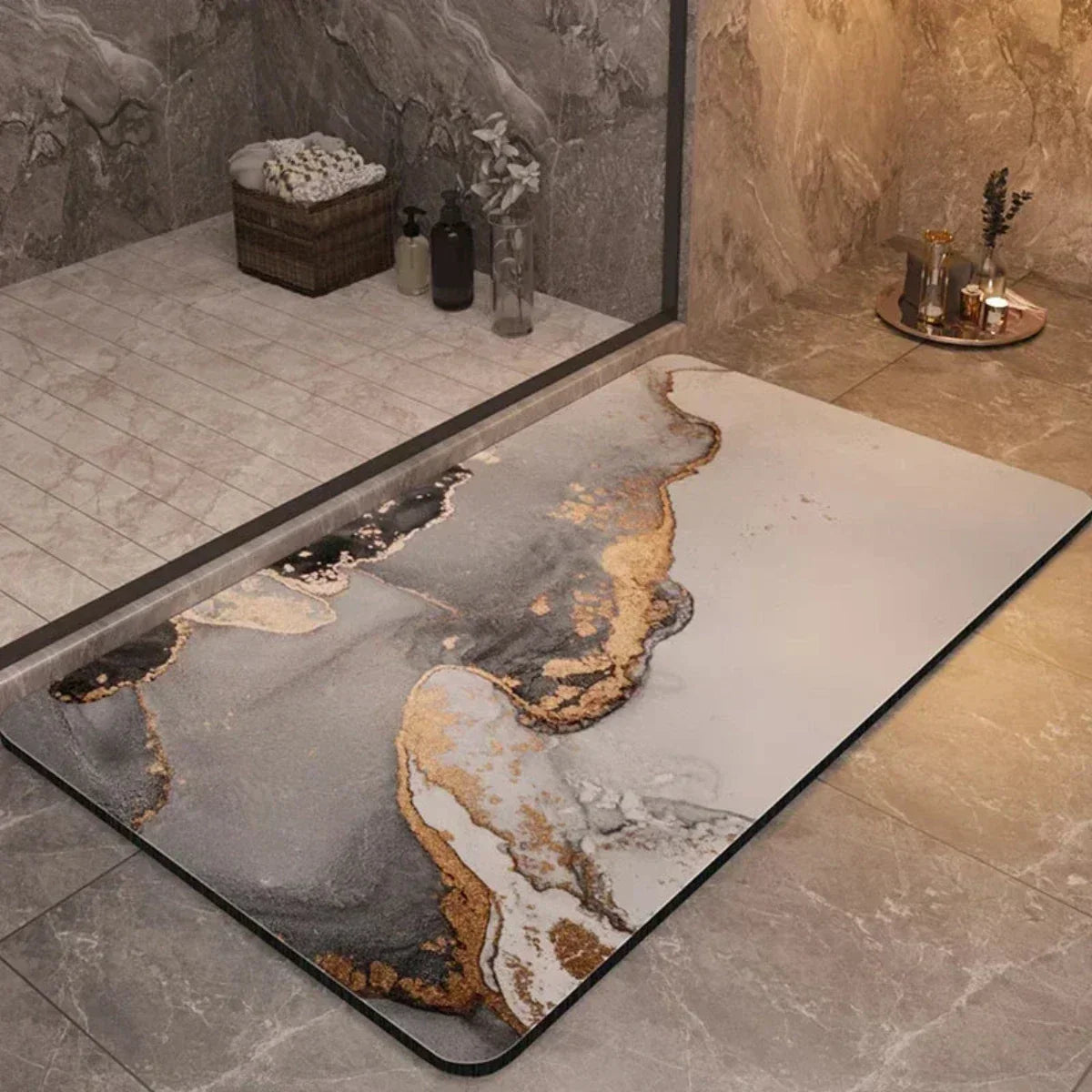 Ultra-Absorbent Anti-Slip Bath Mat - Quick-Drying Diatomaceous Earth and Natural Fiber 4