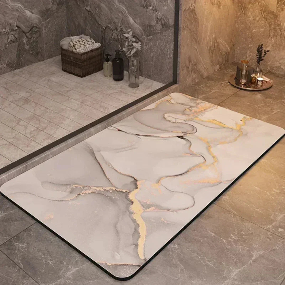 Ultra-Absorbent Anti-Slip Bath Mat - Quick-Drying Diatomaceous Earth and Natural Fiber 3