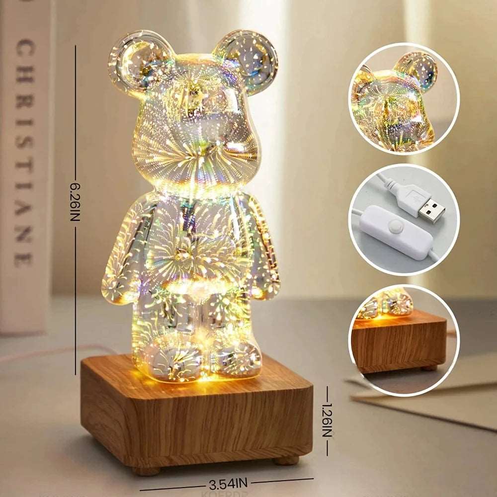 Unique Firework Bear Lamp – Hand-Blown Glass with Stunning Light Effect 8