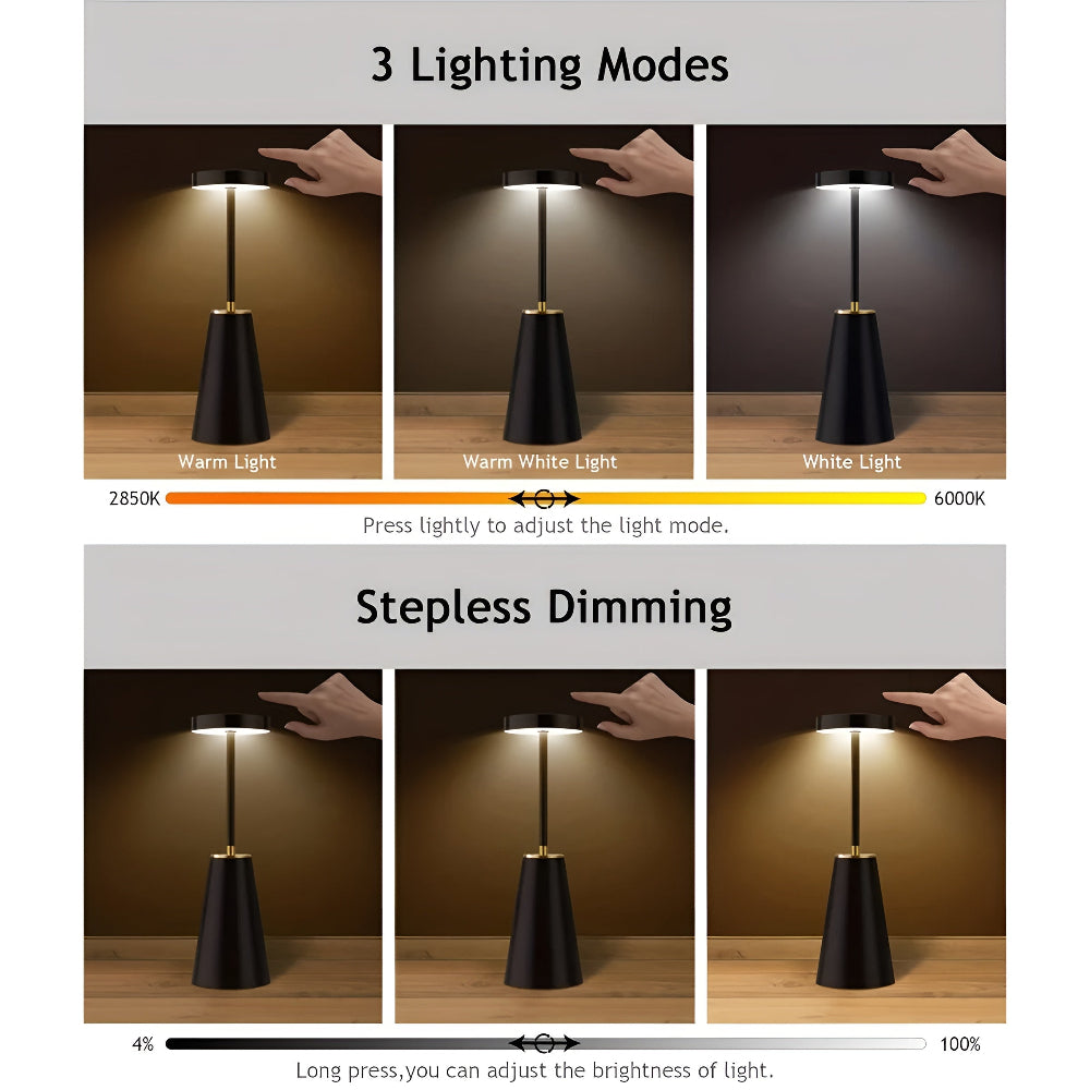 Smart Touch 3-Farben Drahtlose Tischlampe - Anpassbare Beleuchtung für jede Stimmung