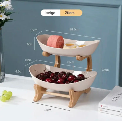 Modern Bamboo Fruit Basket with Removable Trays – 2 or 3 Tier Design for Kitchen Organization 22