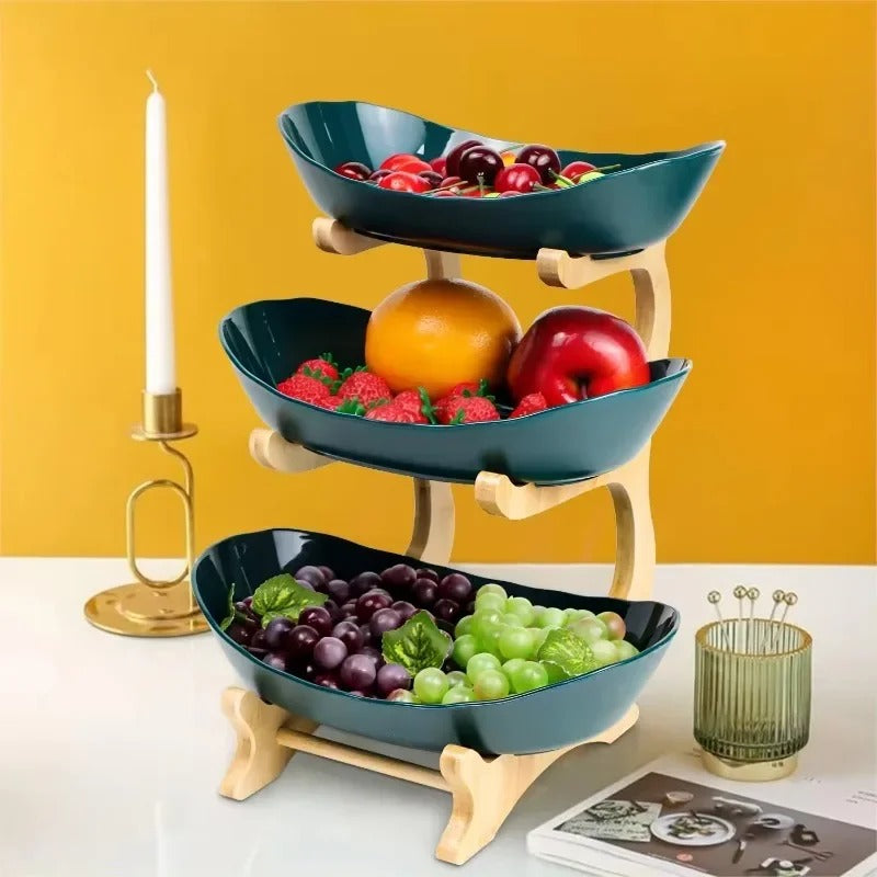 Modern Bamboo Fruit Basket with Removable Trays – 2 or 3 Tier Design for Kitchen Organization 15