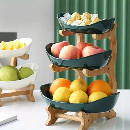 Modern Bamboo Fruit Basket with Removable Trays – 2 or 3 Tier Design for Kitchen Organization 20