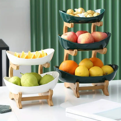 Modern Bamboo Fruit Basket with Removable Trays – 2 or 3 Tier Design for Kitchen Organization 19