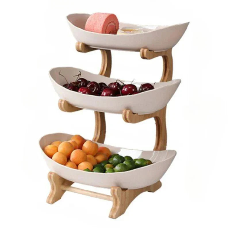 Modern Bamboo Fruit Basket with Removable Trays – 2 or 3 Tier Design for Kitchen Organization 10
