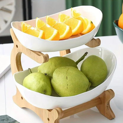 Modern Bamboo Fruit Basket with Removable Trays – 2 or 3 Tier Design for Kitchen Organization 21