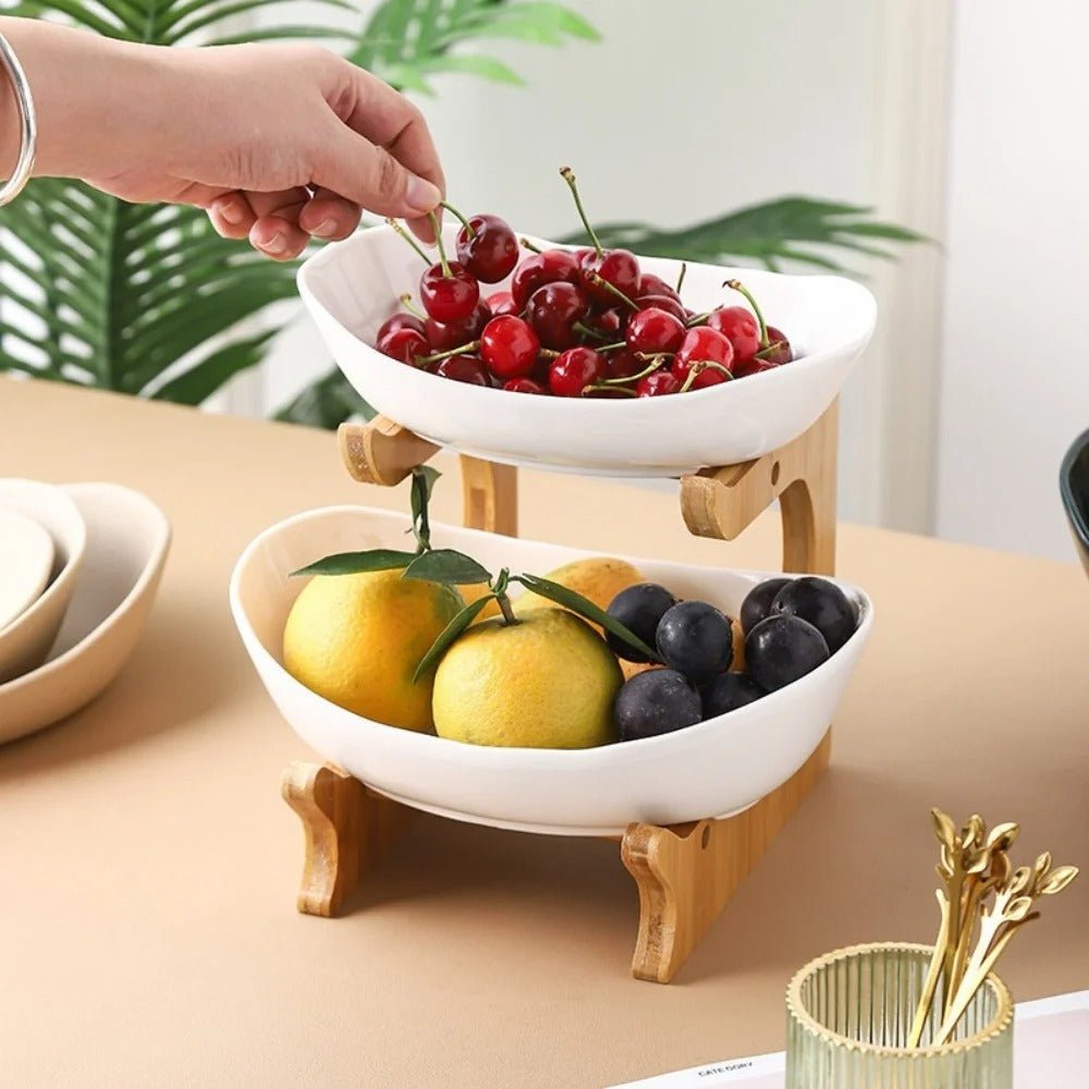 Modern Bamboo Fruit Basket with Removable Trays – 2 or 3 Tier Design for Kitchen Organization 16