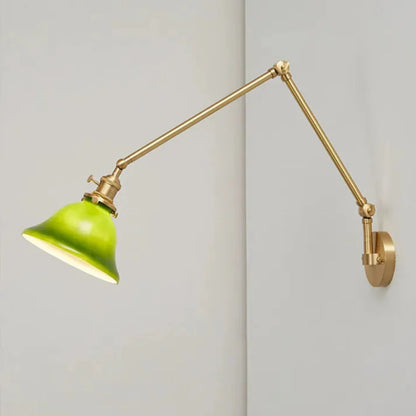Vintage Green Glass Lampshade with Adjustable Arm and Brass Accents 9