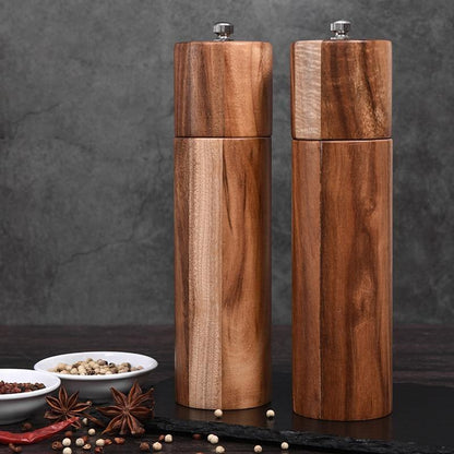 Acacia Wood Salt and Pepper Mills with Adjustable Ceramic Grinder – Elegant Kitchen Essential 3