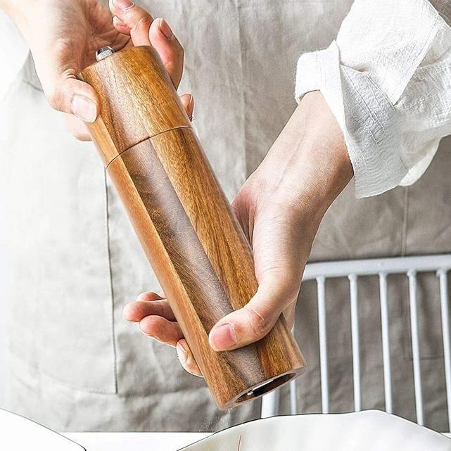 Acacia Wood Salt and Pepper Mills with Adjustable Ceramic Grinder – Elegant Kitchen Essential 6