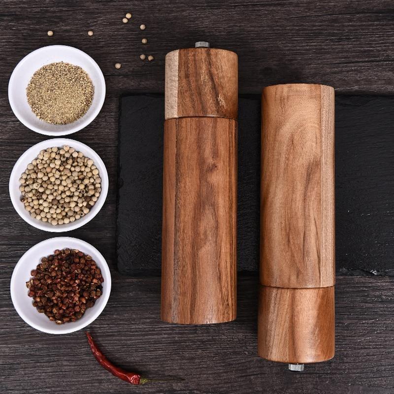 Acacia Wood Salt and Pepper Mills with Adjustable Ceramic Grinder – Elegant Kitchen Essential 5