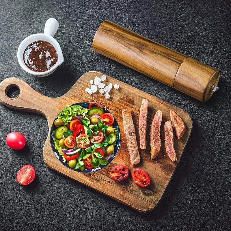 Acacia Wood Salt and Pepper Mills with Adjustable Ceramic Grinder – Elegant Kitchen Essential 4