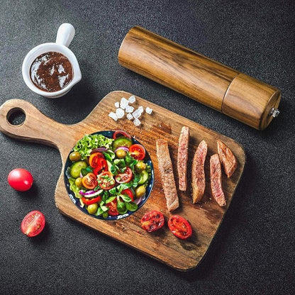 Acacia Wood Salt and Pepper Mills with Adjustable Ceramic Grinder – Elegant Kitchen Essential 4