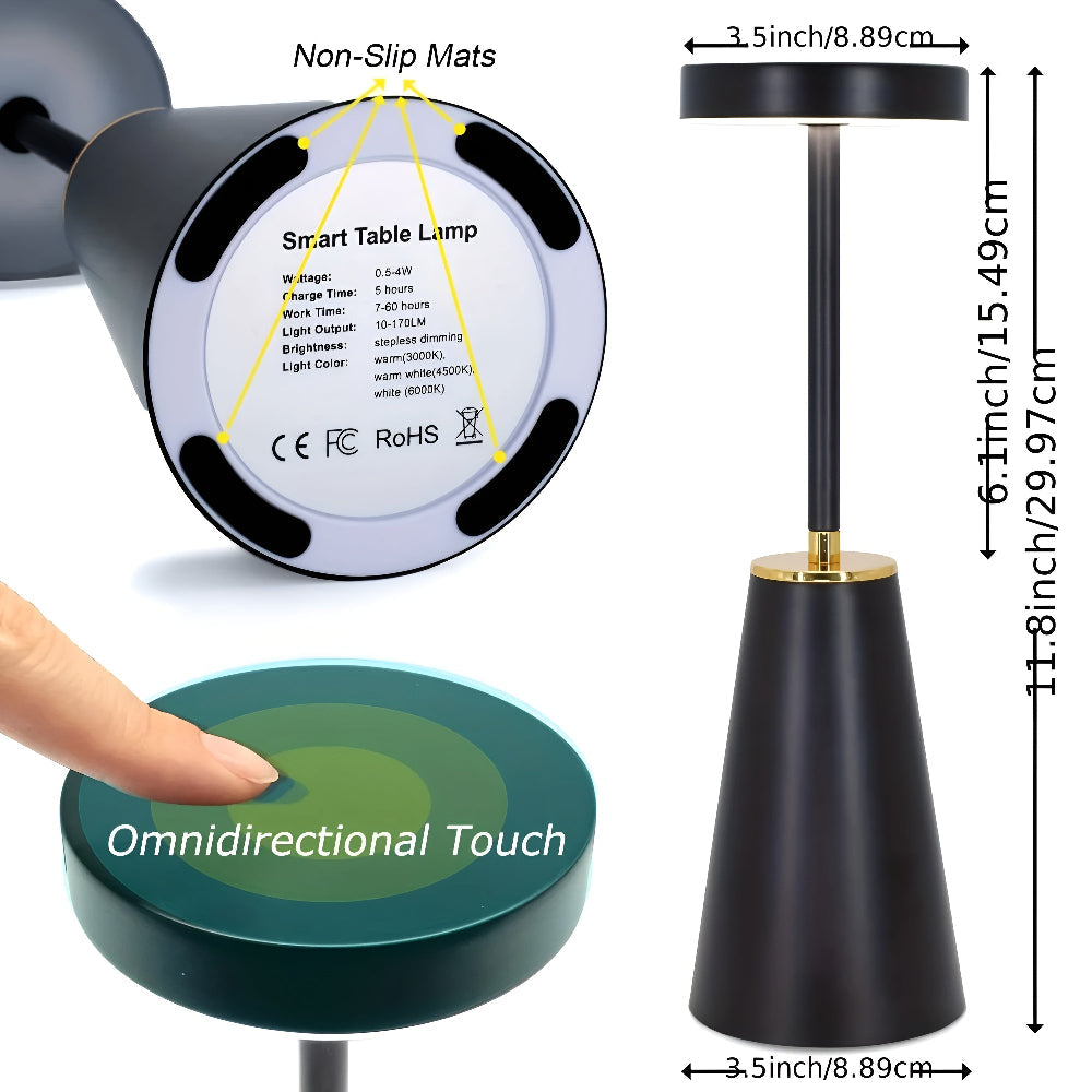 Smart Touch 3-Farben Drahtlose Tischlampe - Anpassbare Beleuchtung für jede Stimmung
