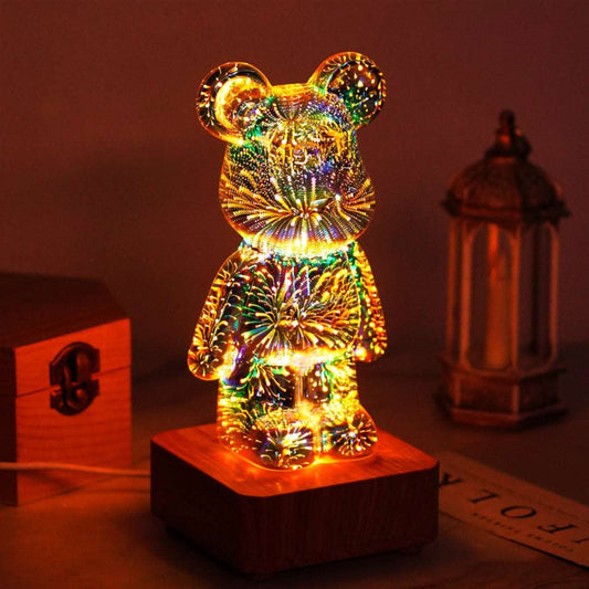 Unique Firework Bear Lamp – Hand-Blown Glass with Stunning Light Effect 1