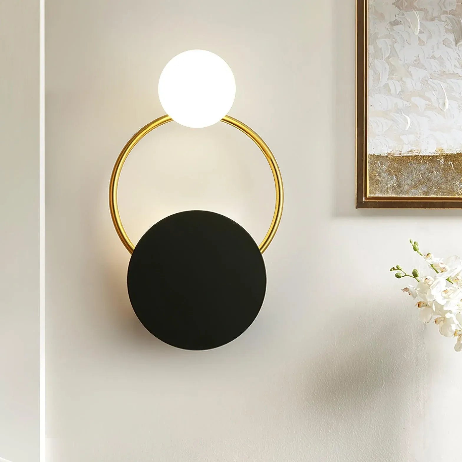 Round LED Wall Light Sconce – Minimalist Design for Bedroom and Living Room in Black or Gold – Soft Warm White Glow 4