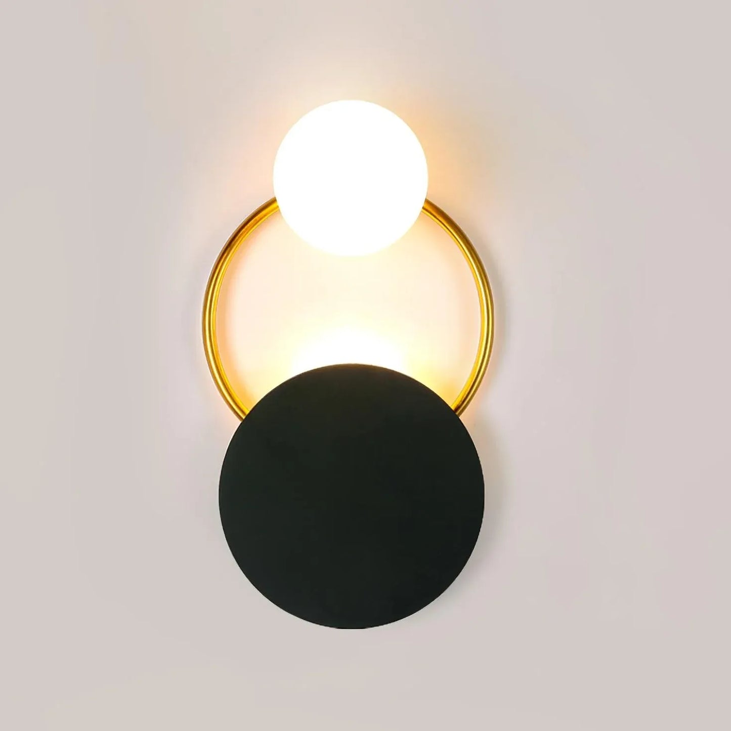 Round LED Wall Light Sconce – Minimalist Design for Bedroom and Living Room in Black or Gold – Soft Warm White Glow 9